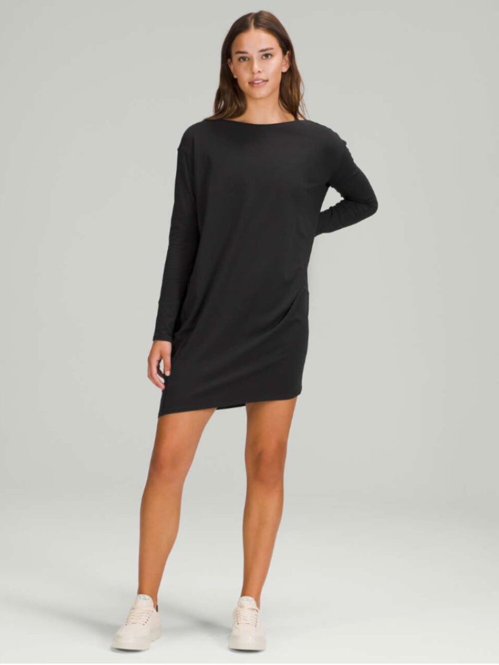 Lululemon oversized Back in Action Long Sleeve Dress Black ,NWT, Sz 0